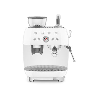 Smeg Manual Semi Automatic Espresso Machine With Grinder (EGF03WHUS - White)