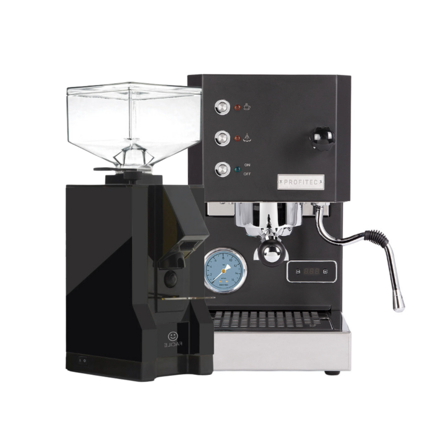 Profitec Go (Black) & Eureka Mignon Facile Grinder (Black) - Bundle