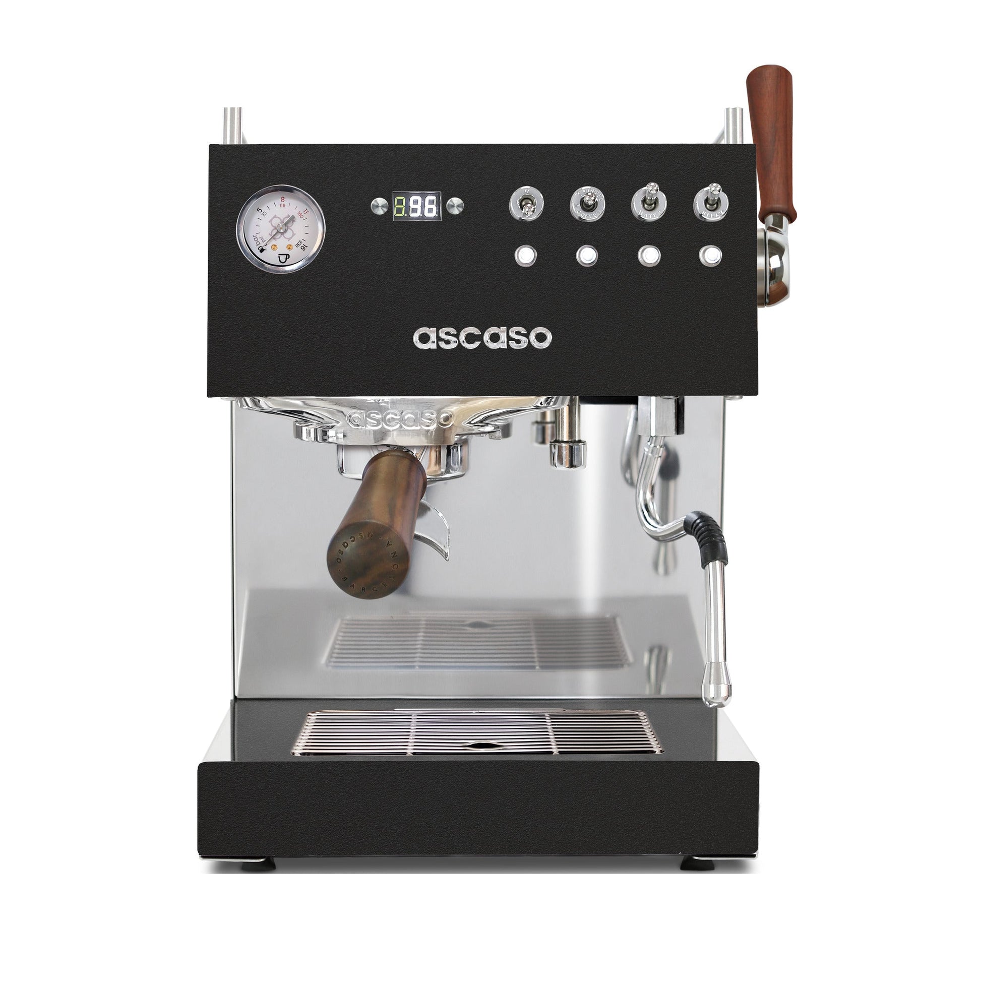 Ascaso Steel Duo Plus V2.5 PID Dual Thermoblock Espresso Machine in black, front view