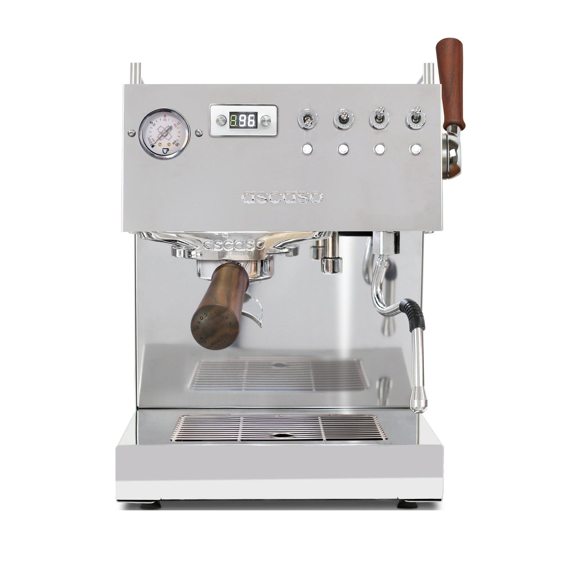 Ascaso Steel Duo Plus V2.5 PID Dual Thermoblock Espresso Machine in inox, front view