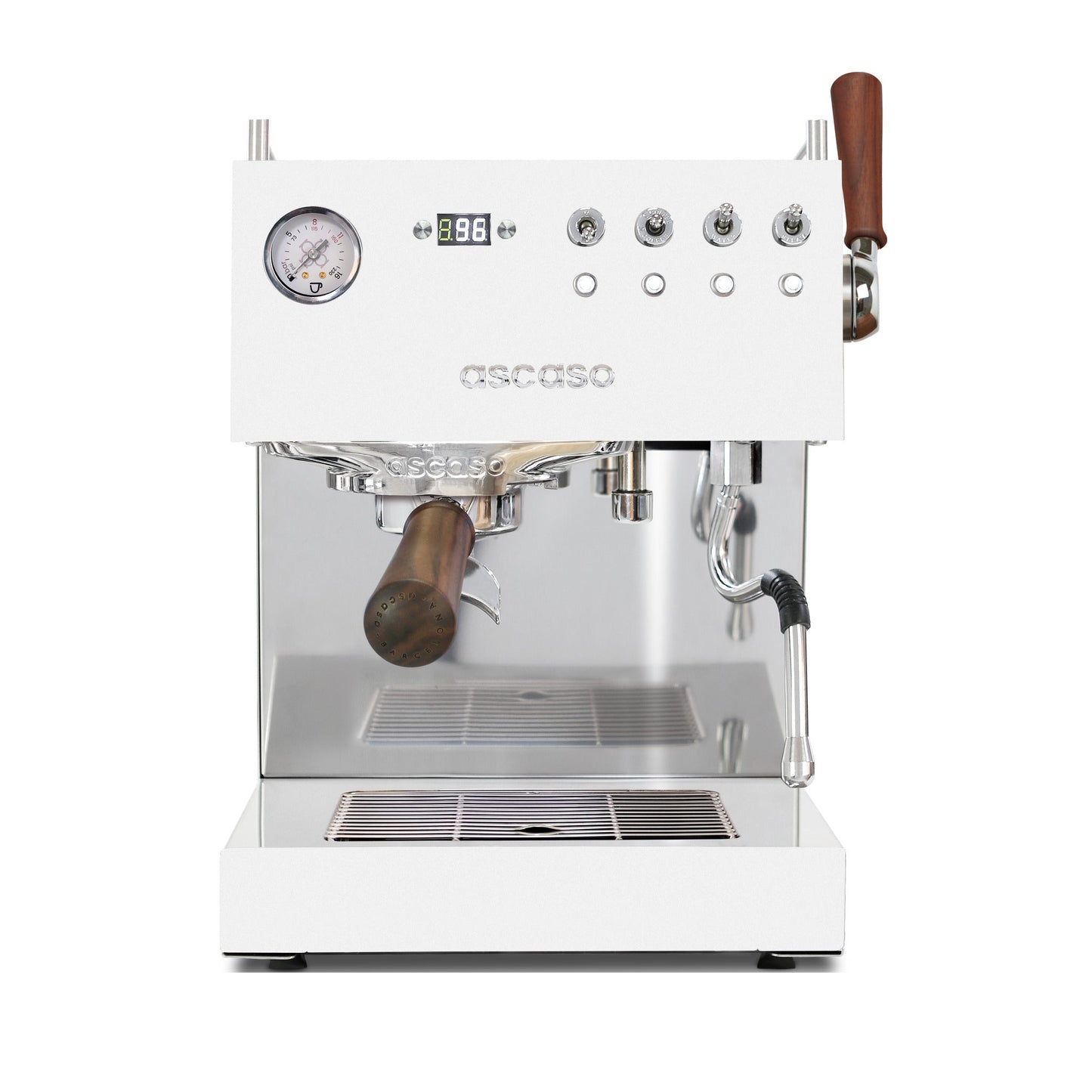 Ascaso Steel Duo Plus V2.5 PID Dual Thermoblock Espresso Machine in white, front view