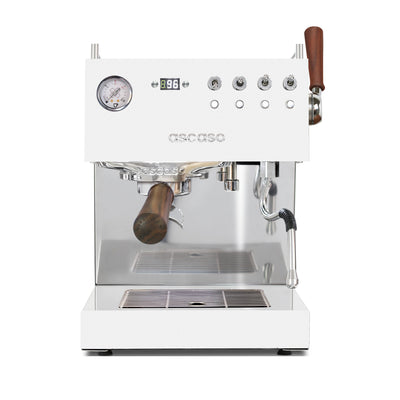 Ascaso Steel Duo Plus V2.5 PID Dual Thermoblock Espresso Machine in white, front view