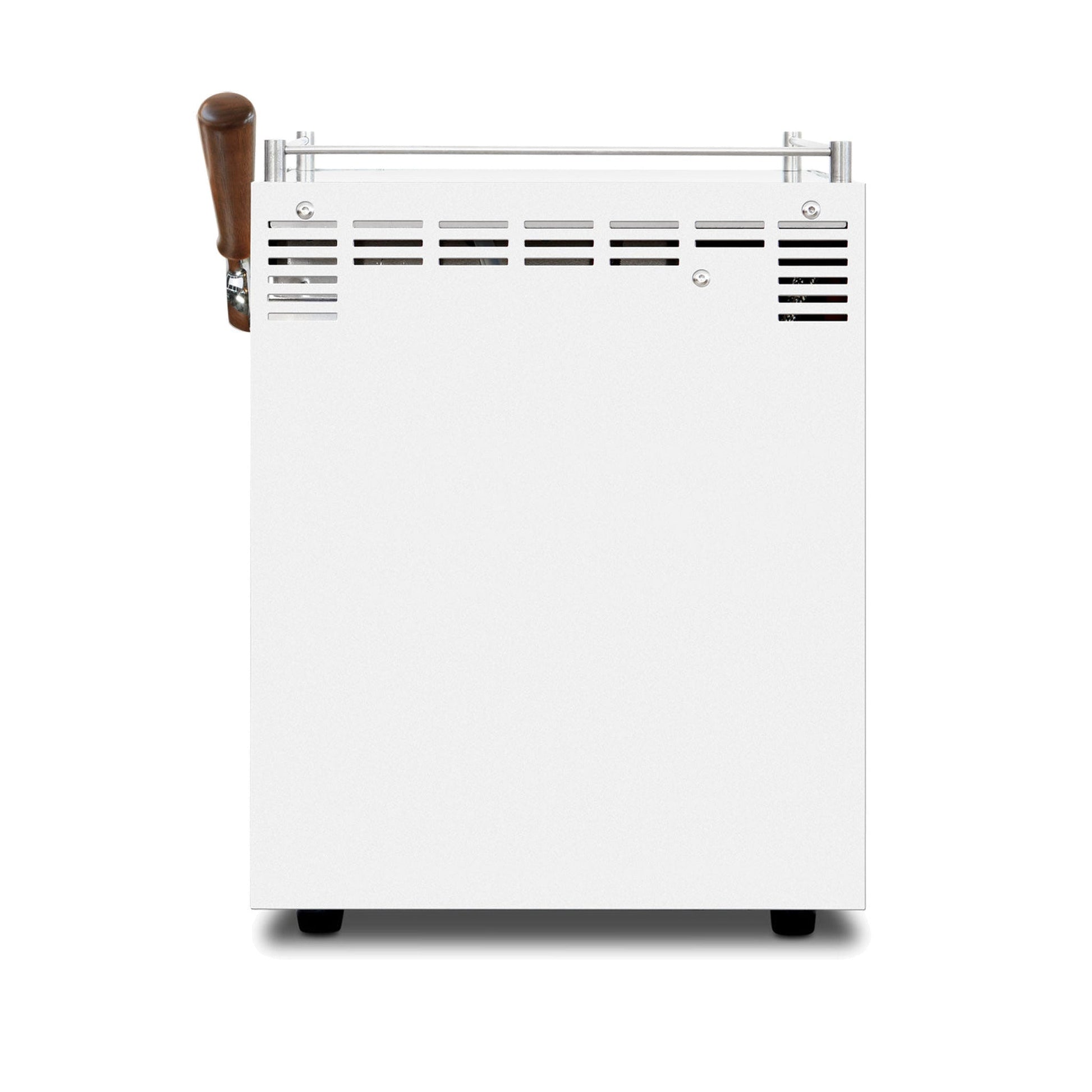 Ascaso Steel Duo Plus V2.5 PID Dual Thermoblock Espresso Machine in white, rear view with ventilation grilles