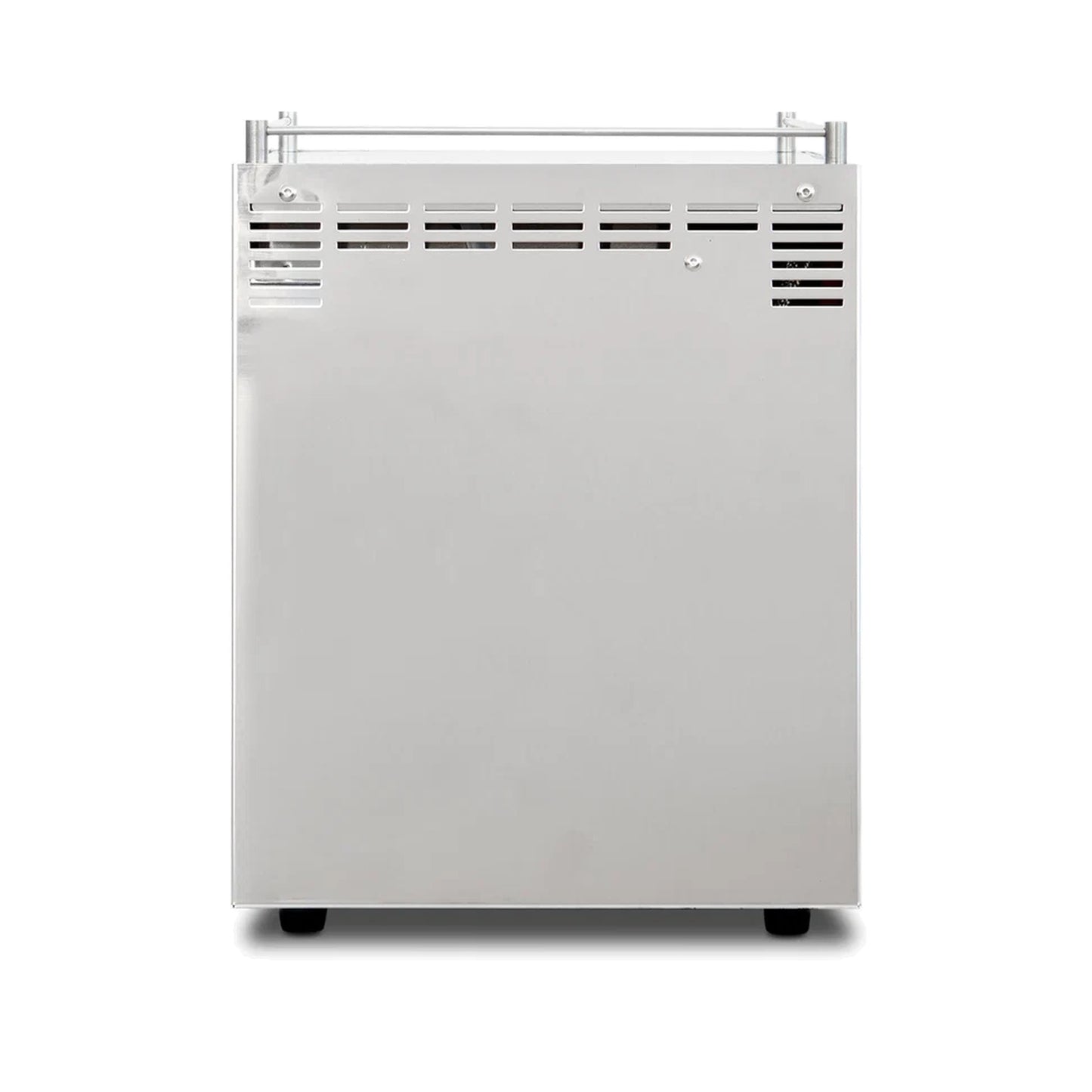 Ascaso Steel Duo V2.5 PID Dual Thermoblock Espresso Machine in inox stainless steel, rear view with ventilation grilles