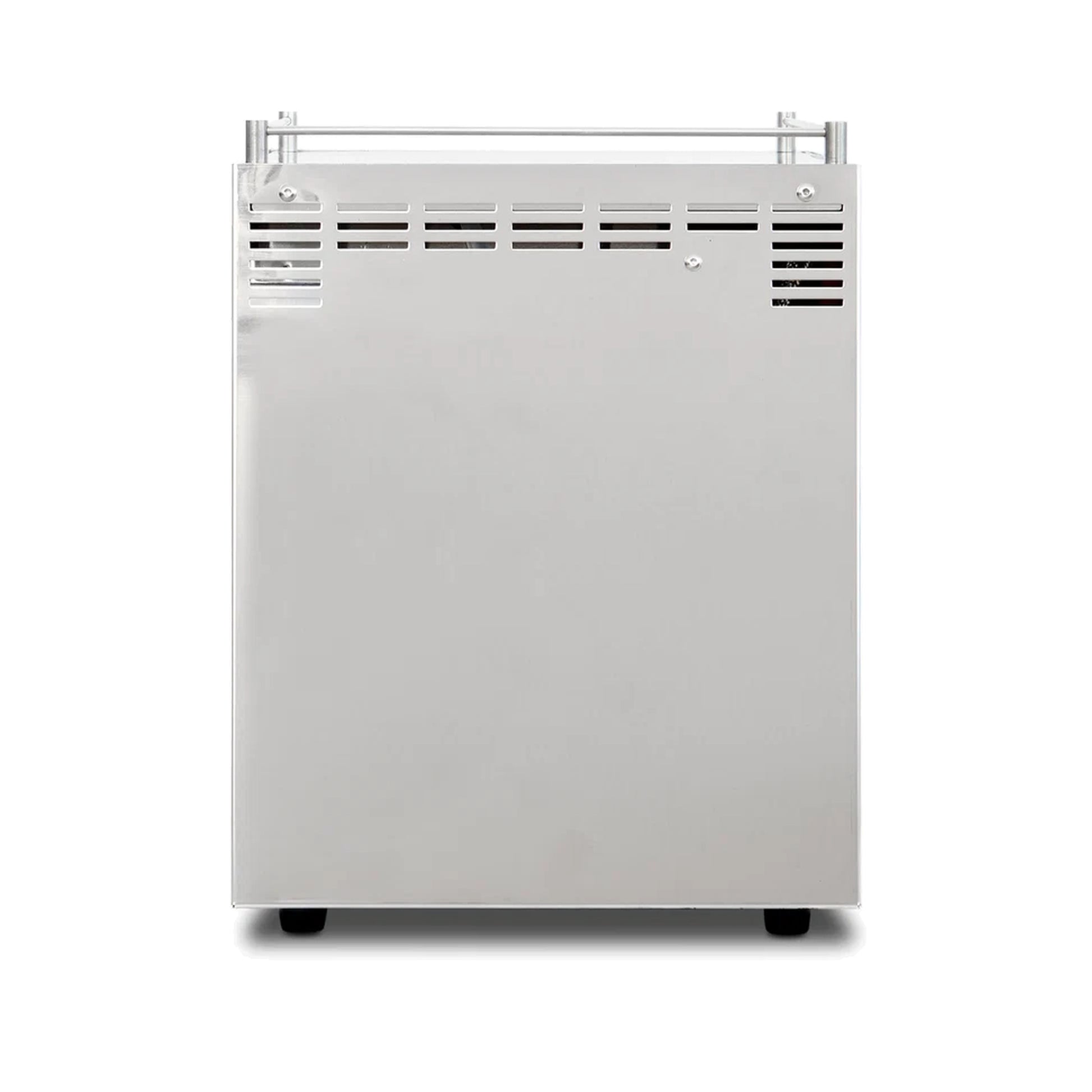 Ascaso Steel Duo V2.5 PID Dual Thermoblock Espresso Machine in inox stainless steel, rear view with ventilation grilles