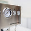 Bellucci Espresso Bar Semi-Automatic Espresso Machine in stainless steel, close-up of the pressure gauge