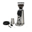 Bellucci Preciso Mini Coffee Grinder in stainless steel, shown with included accessories