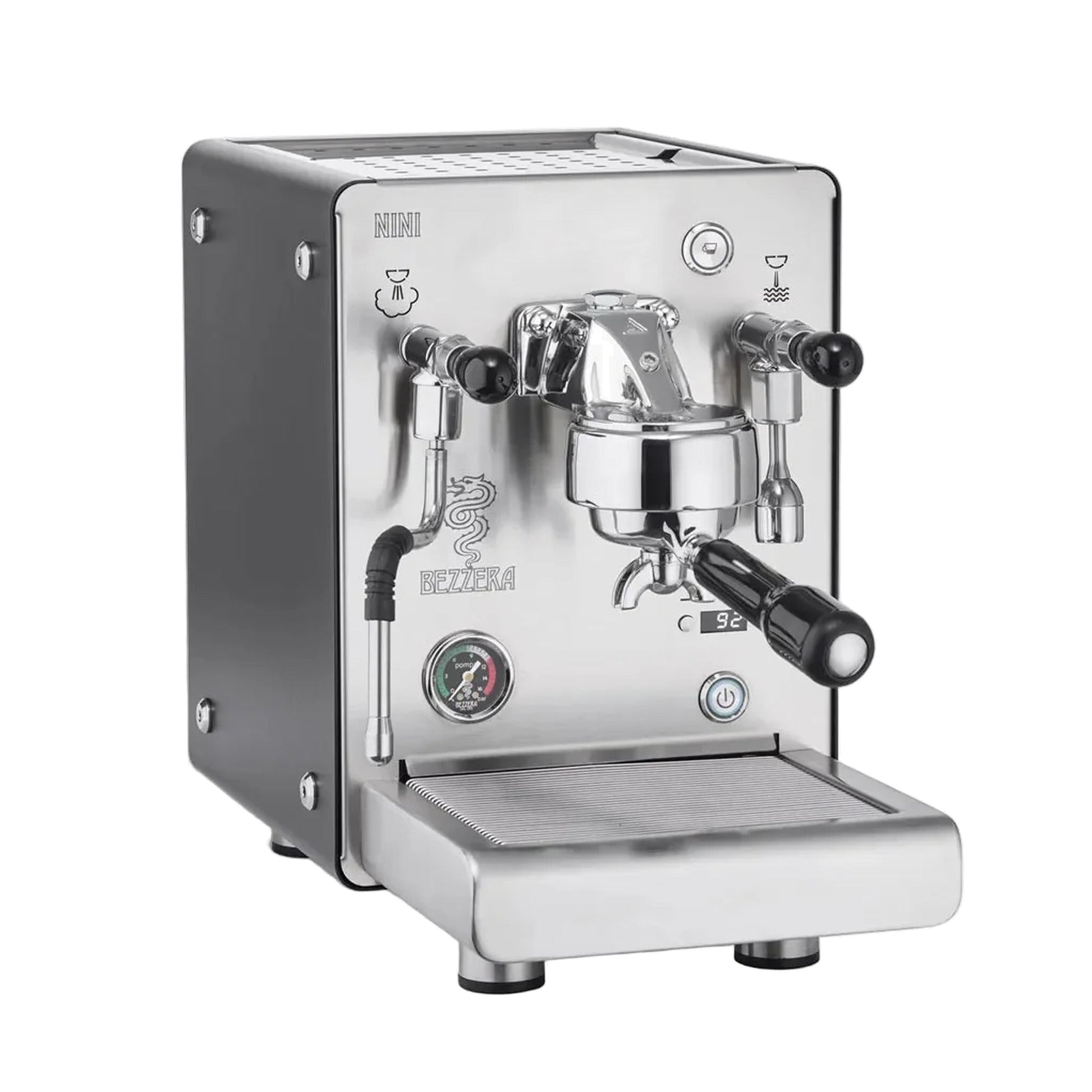 Bezzera Nini PM Espresso machine in stainless steel, front