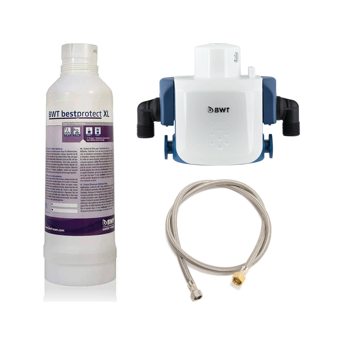 BWT Best-Protect XL water softening cartridge, Head-Flex filter head and braided connection hose