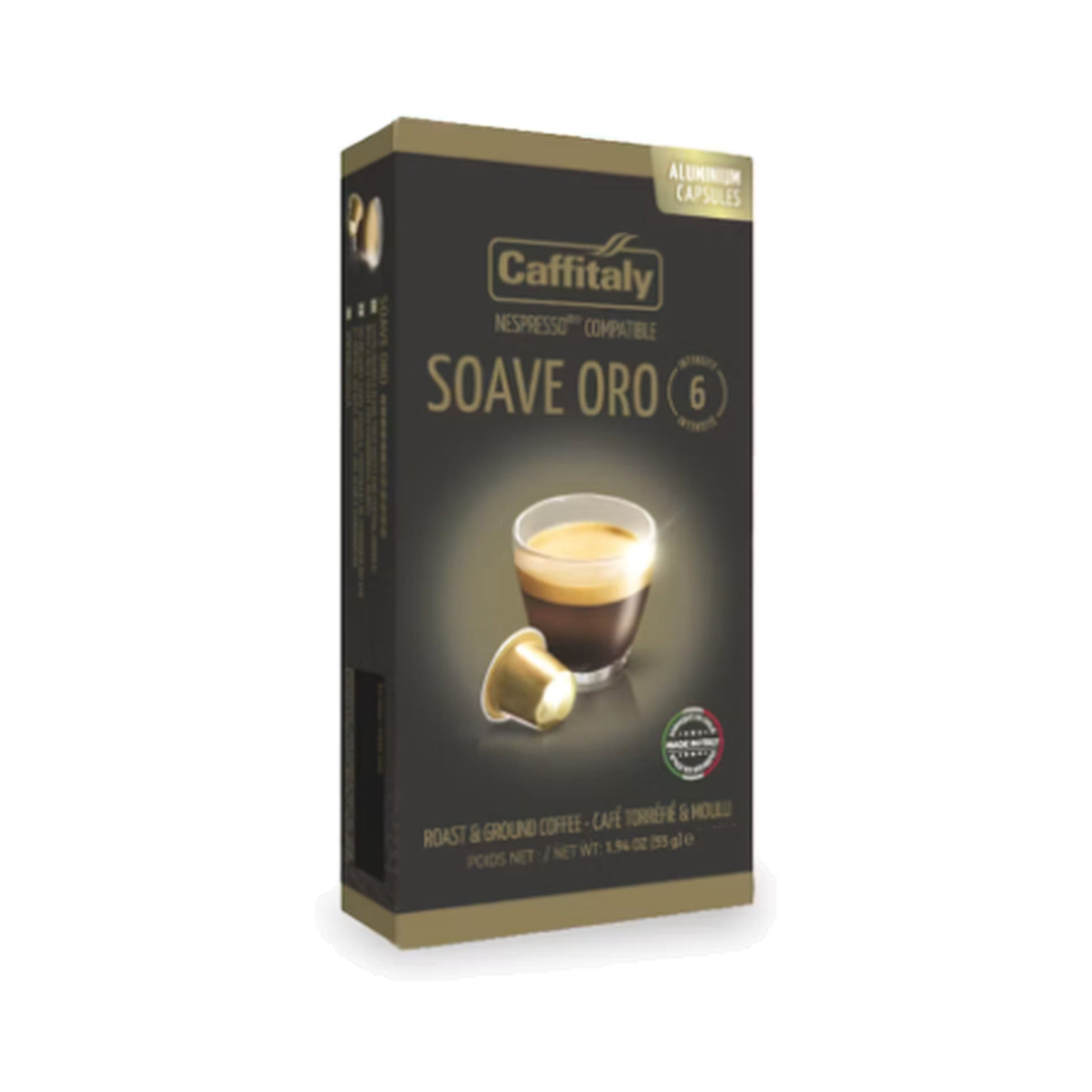 Caffitaly Soave Oro Nespresso-Compatible Aluminum Capsules (Pack Of 10)