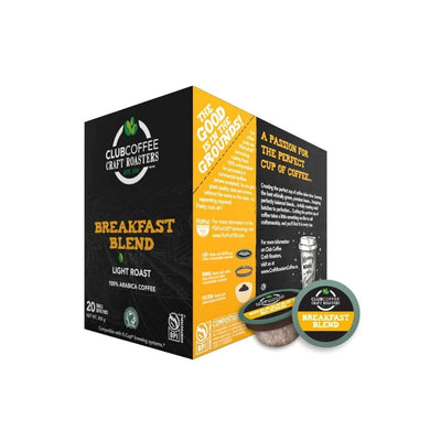 Club Coffee Craft Roasters Breakfast Blend Light Roast Single-Serve Coffee Pods