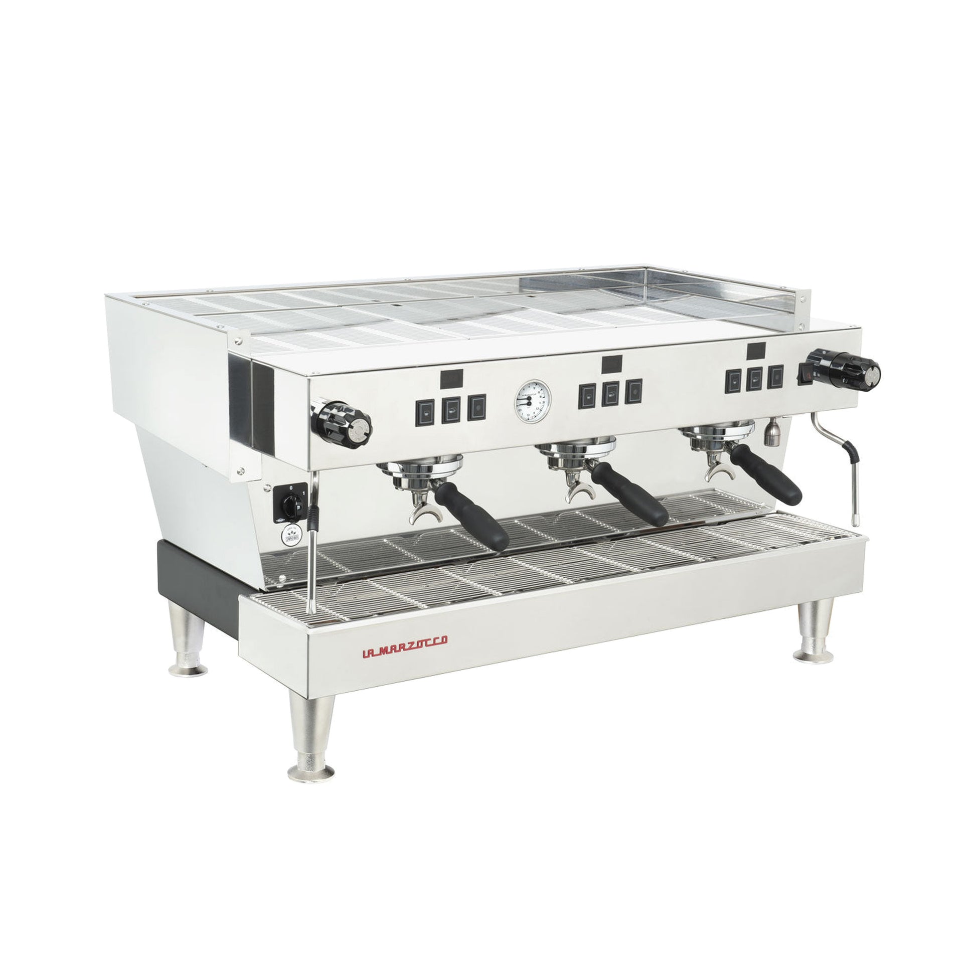 La Marzocco Linea Classic S three group commercial espresso machine, three-quarter front view