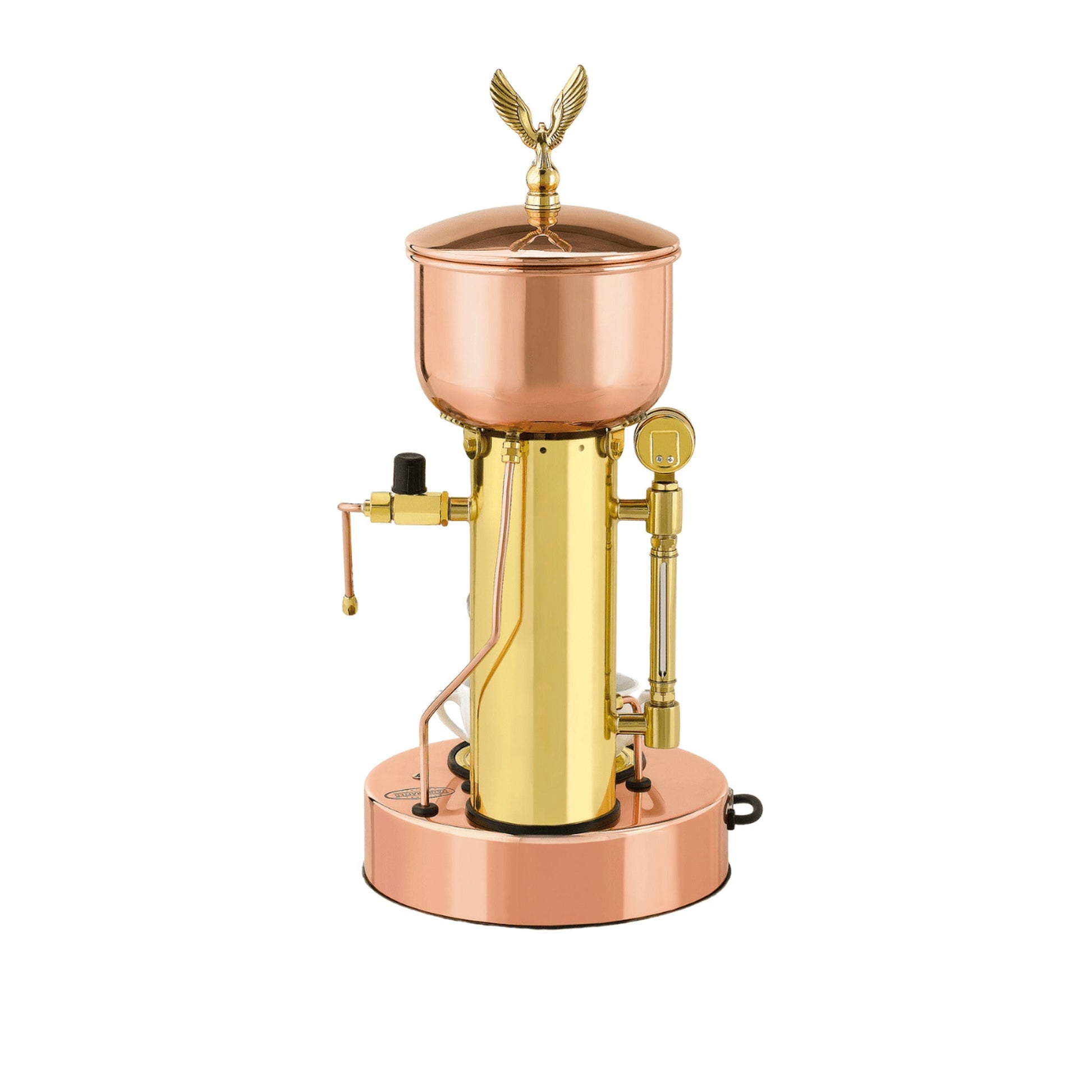 Elektra Microcasa Semi-Automatica Espresso Machine, Copper & Brass, side view