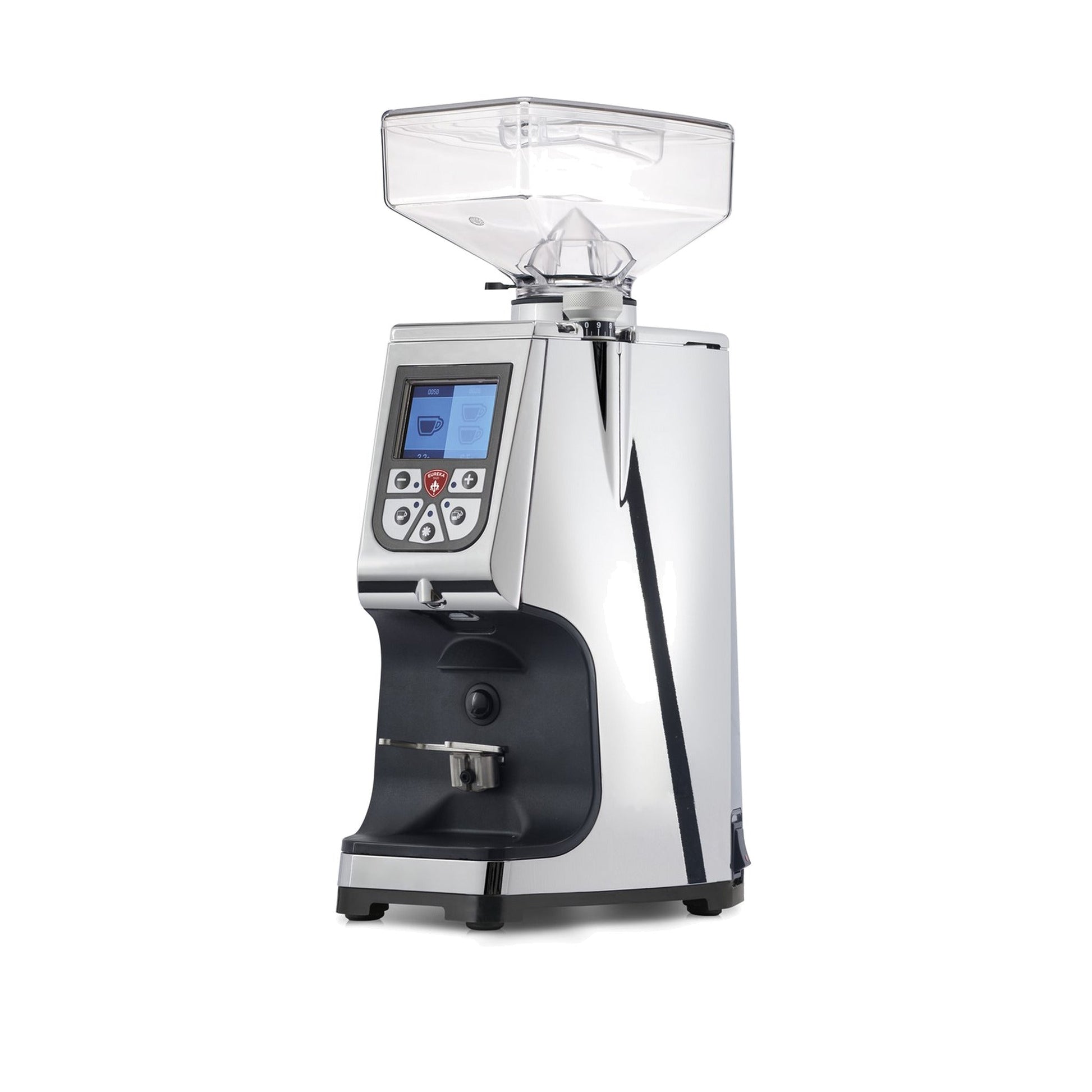 Eureka Atom 60 Timed Coffee Grinder in chrome
