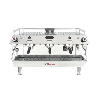 La Marzocco GB5 S commercial espresso machine, front view in stainless steel