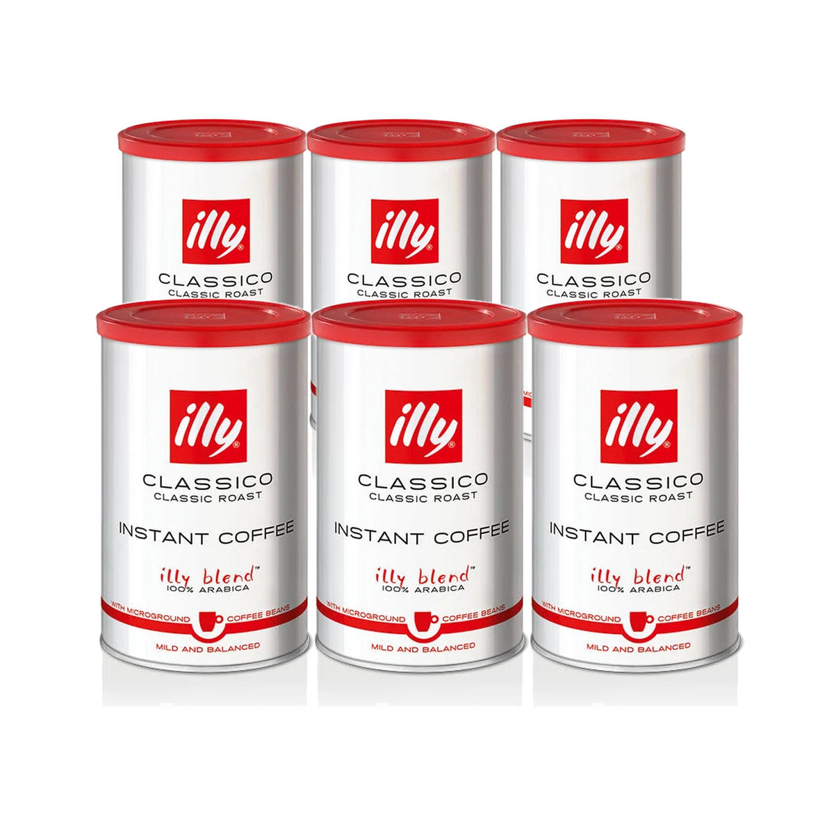 Illy Classico Instant Coffee 95g x 6, six 95g cans