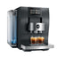 Jura Z10 Gen 2 Automatic Espresso Machine in aluminum black, three-quarter side view with two espressos