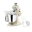 KitchenAid Artisan Series 5-Quart Tilt-Head Stand Mixer in almond cream, tilted head with wire whip and flat beater attachments