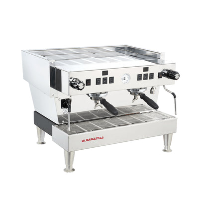 La Marzocco Linea Classic S two group commercial espresso machine, three-quarter front view