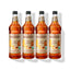 Four 1L plastic bottles of Monin Honey Organic Sweetener in a row