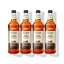 Four 1L plastic bottles of Monin Natural Zero Hazelnut syrup in a row