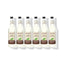 Six 750ml glass bottles of Monin Natural Zero Sweetener in a row