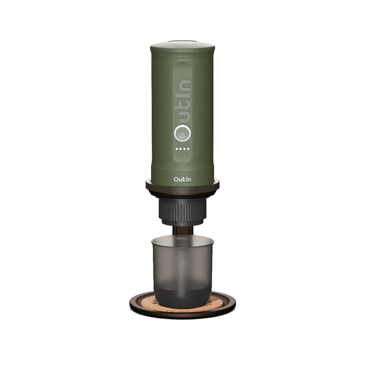 OutIn Universal Coffee Stand, supporting a portable espresso machine