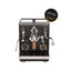 Profitec RIDE dual boiler espresso machine in matte black with walnut handles, front view, Exclusive Line