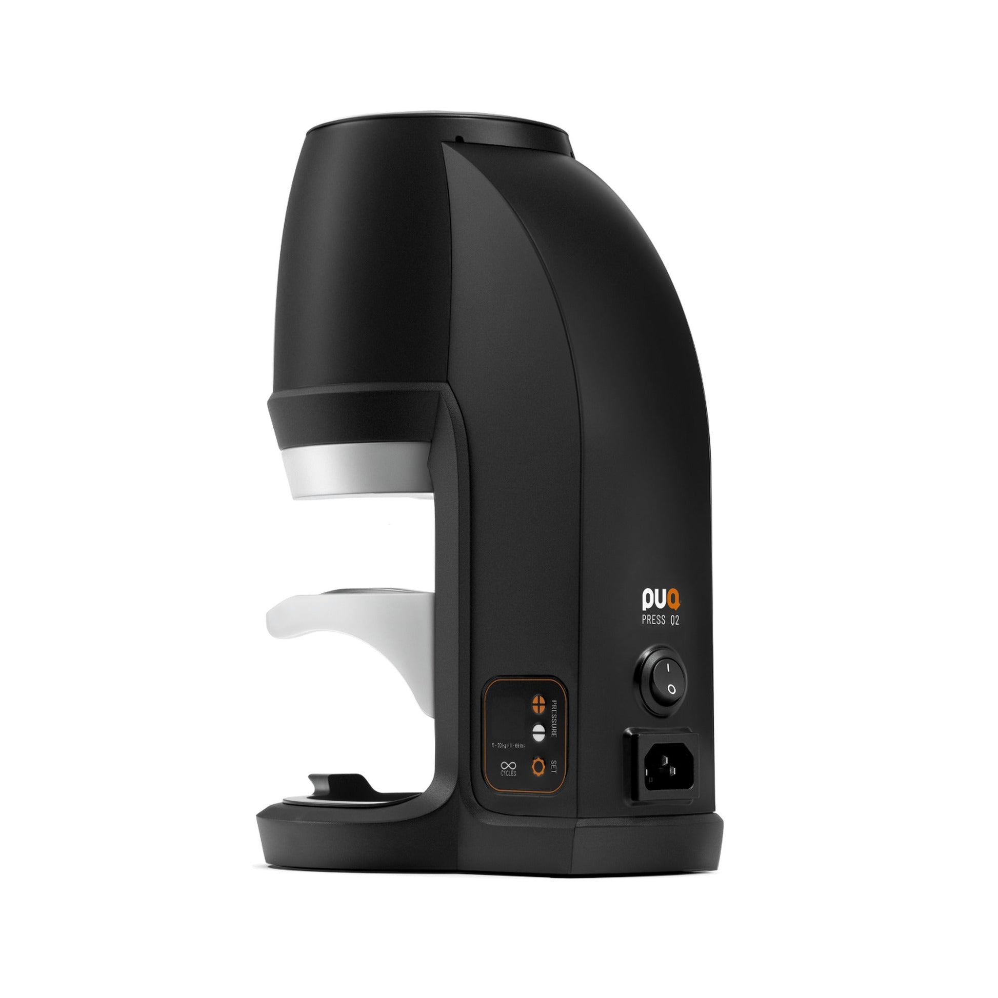 PUQpress Q2 Stand-Alone Precision Automatic Tamper 58.3mm Gen-5, Black, side profile