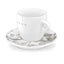 SMEG cappuccino cup and saucer set in white, single cup on its printed saucer