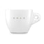 SMEG cappuccino cup and saucer set in white, cup on its own, showing the SMEG logo