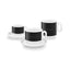 SMEG cappuccino cup and saucer set in black, two cups stacked on saucers