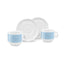 SMEG cappuccino cup and saucer set in pastel blue, two cups in front of their saucers
