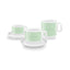 SMEG cappuccino cup and saucer set in pastel green, two cups stacked on saucers