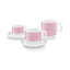 SMEG cappuccino cup and saucer set in pink, two cups stacked on saucers