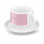 SMEG cappuccino cup and saucer set in pink, single cup on its saucer