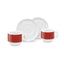 SMEG cappuccino cup and saucer set in red, two cups in front of their saucers