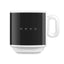 SMEG coffee mug in black, front view with handle on the right