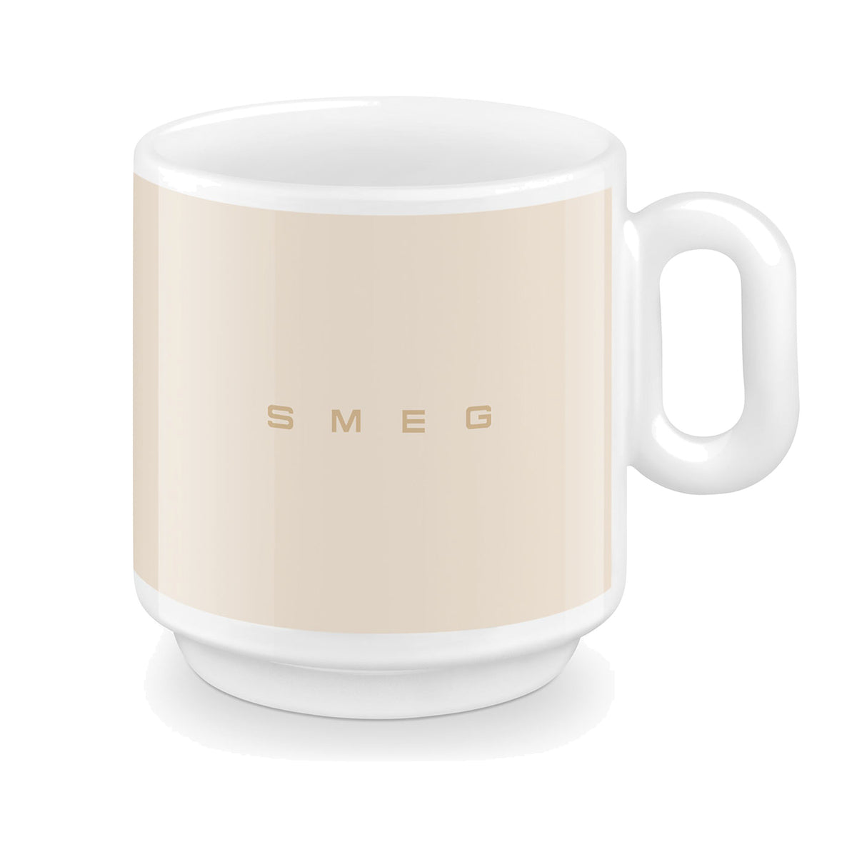 SMEG coffee mug in cream, front view showing the SMEG logo