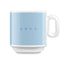 SMEG coffee mug in pastel blue, front view with handle on the right
