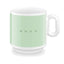 SMEG coffee mug in pastel green, front view showing the SMEG logo