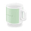 SMEG coffee mug in pastel green, angled side view