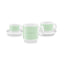 SMEG coffee mug in pastel green, mug beside the matching espresso and cappuccino cups