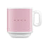 SMEG coffee mug in pink, front view with handle on the right