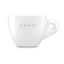 SMEG espresso cup and saucer set in white, cup on its own, showing the SMEG logo