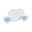 SMEG espresso cup and saucer set in pastel blue, two cups in front of their saucers