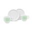 SMEG espresso cup and saucer set in pastel green, two cups in front of their saucers