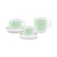 SMEG espresso cup and saucer set in pastel green, two cups stacked on saucers