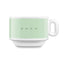 SMEG espresso cup and saucer set in pastel green, cup on its own, showing the SMEG logo