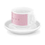 SMEG espresso cup and saucer set in pink, single cup on its saucer